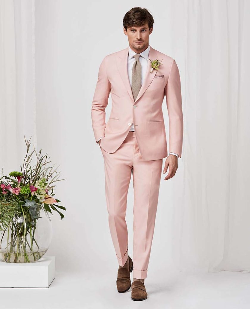 pink spring wedding suit