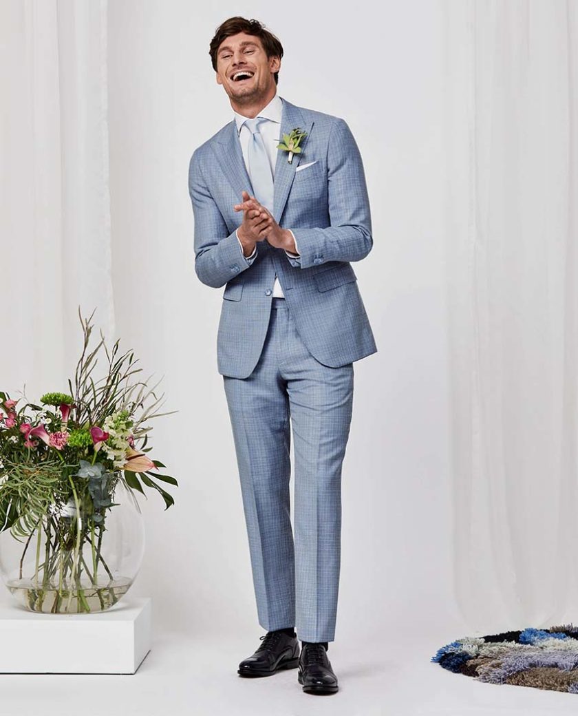 blue wool wedding suit