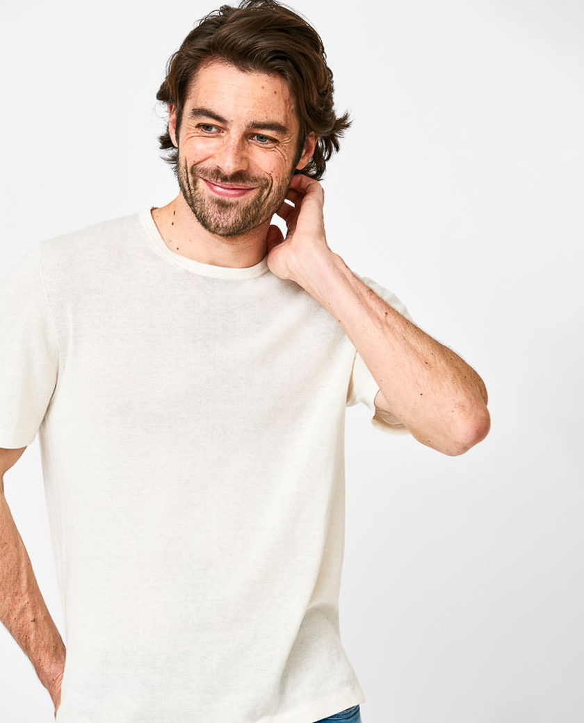 Off-White Cotton-Cashmere T-Shirt Knit