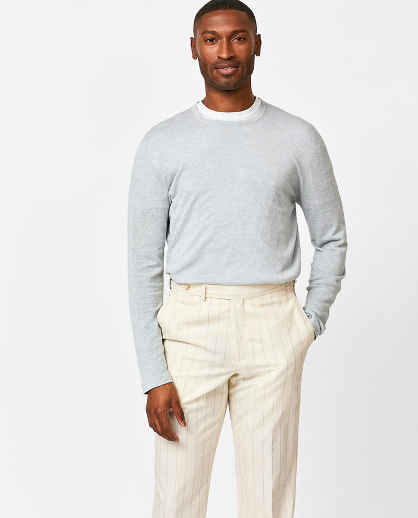 Ice Gray Cotton-Cashmere T-Shirt Knit