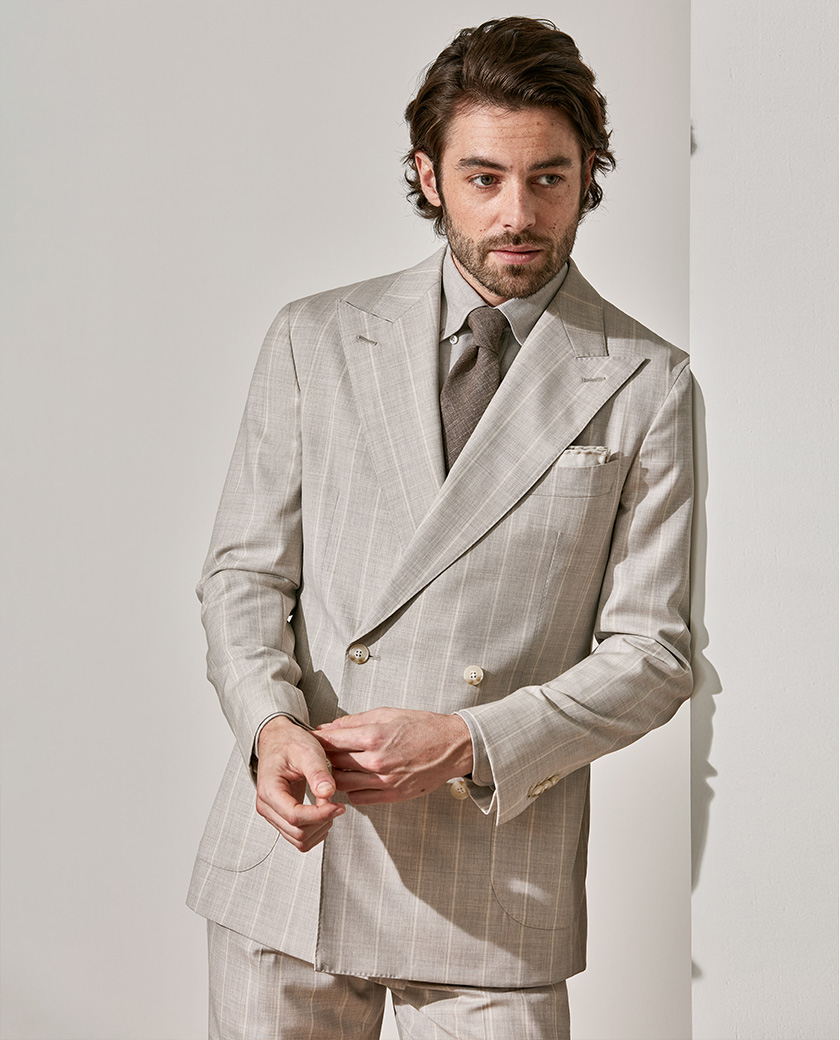 Light Gray Mélange S130 Wool Stripe Suit