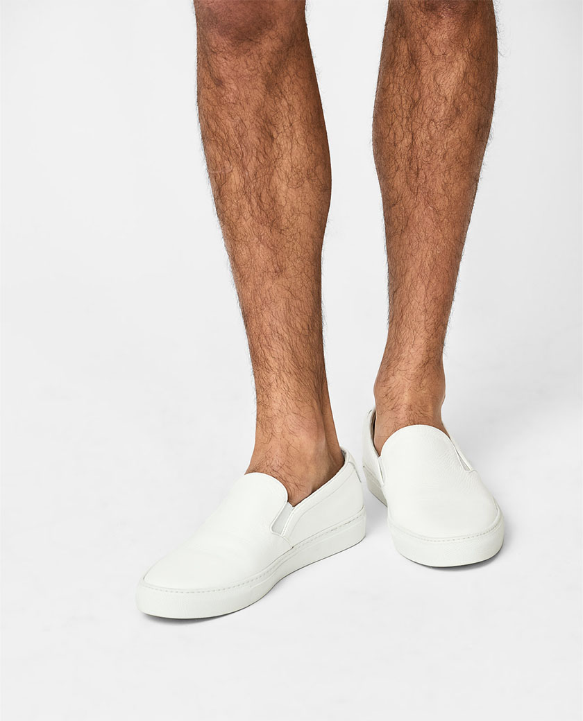 White Grain Calf Slip-On Sneaker