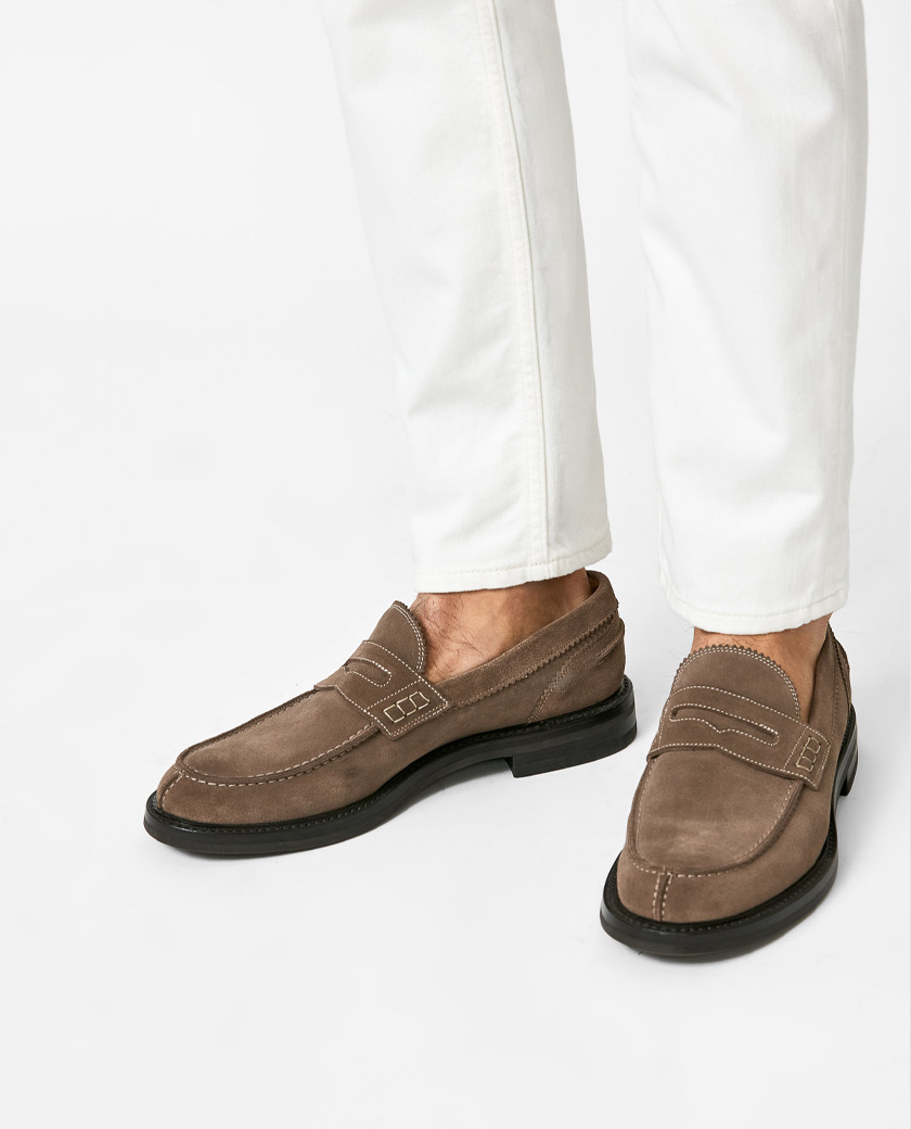 Taupe Suede Penny Loafer