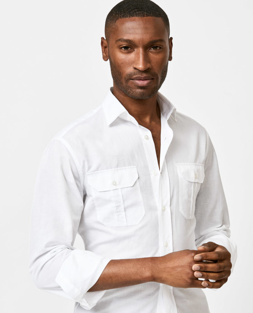 White Cotton-Linen Shirt