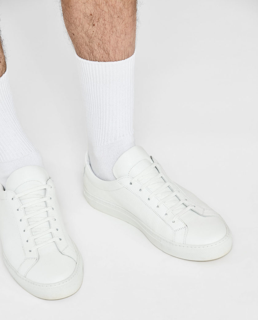 White Grain Calf Low-Top Sneaker