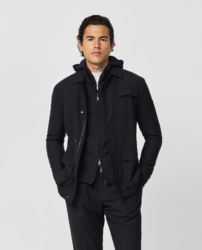 Midnight Blue Stretch Wool-Lyocell-Cashmere Suit