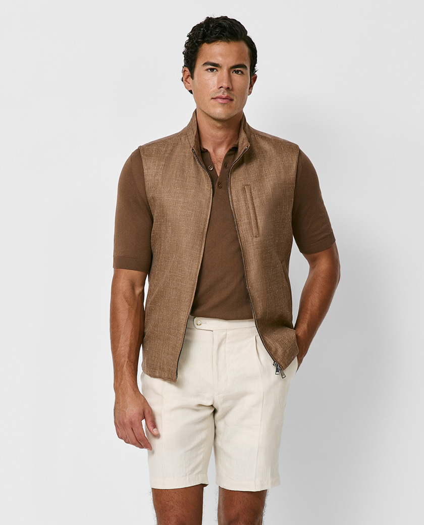 Caramel Wool-Silk-Linen Vest