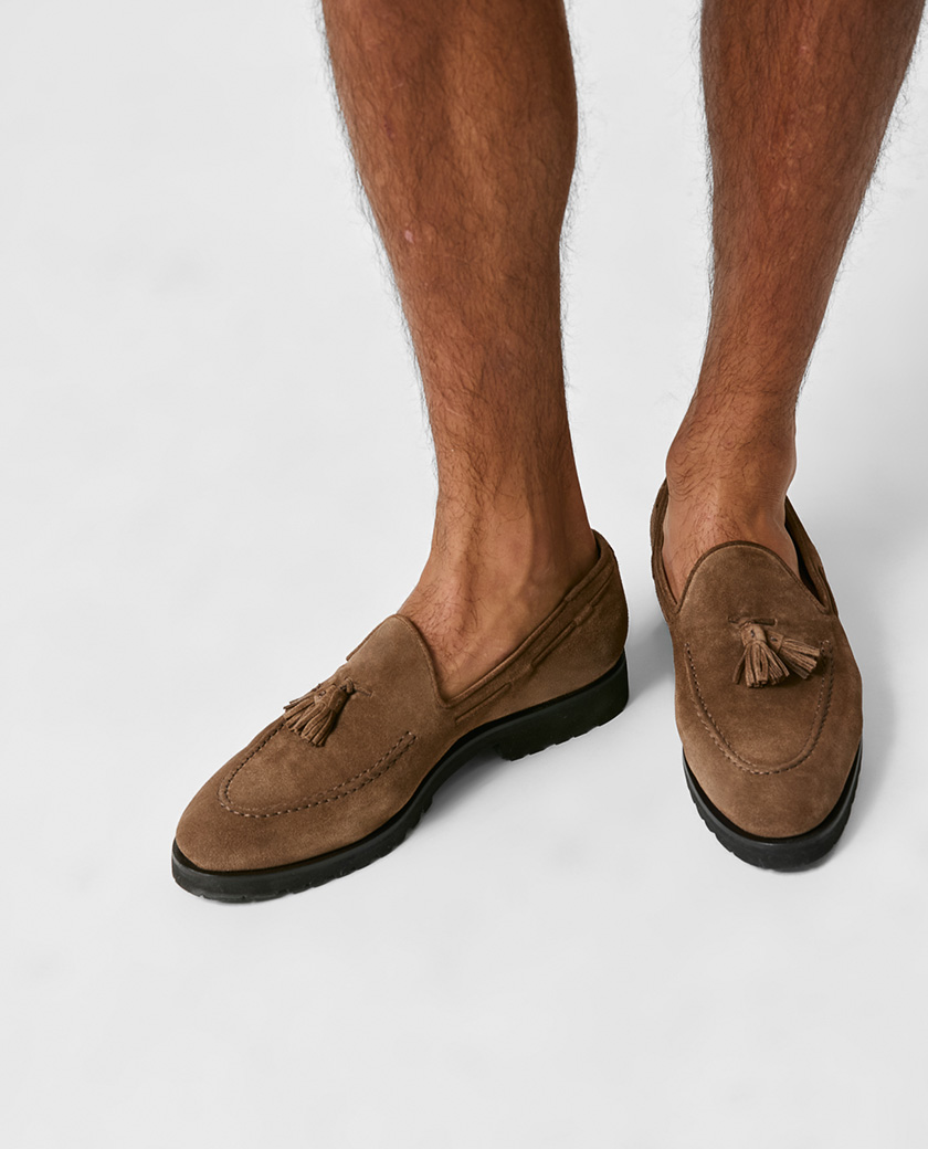 Chocolate Brown Suede Lightweight Tassel Loafer