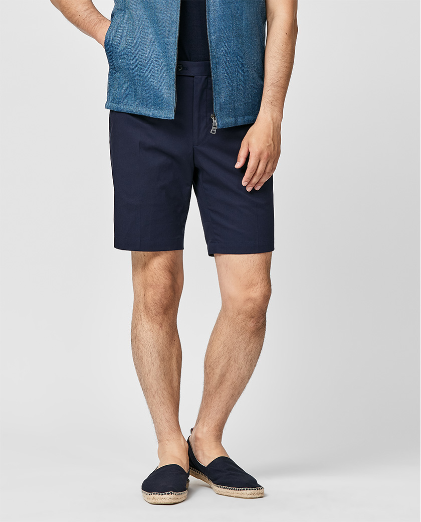 Dark Blue Stretch Cotton Bermudas