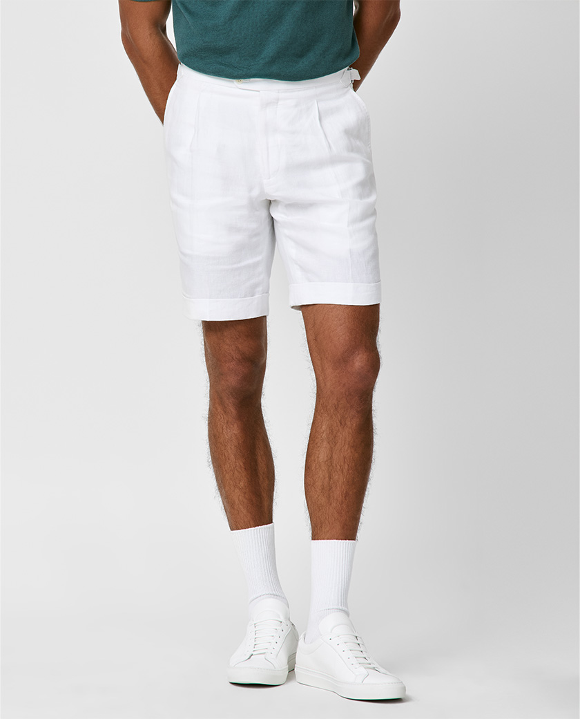 White Linen Bermuda Shorts