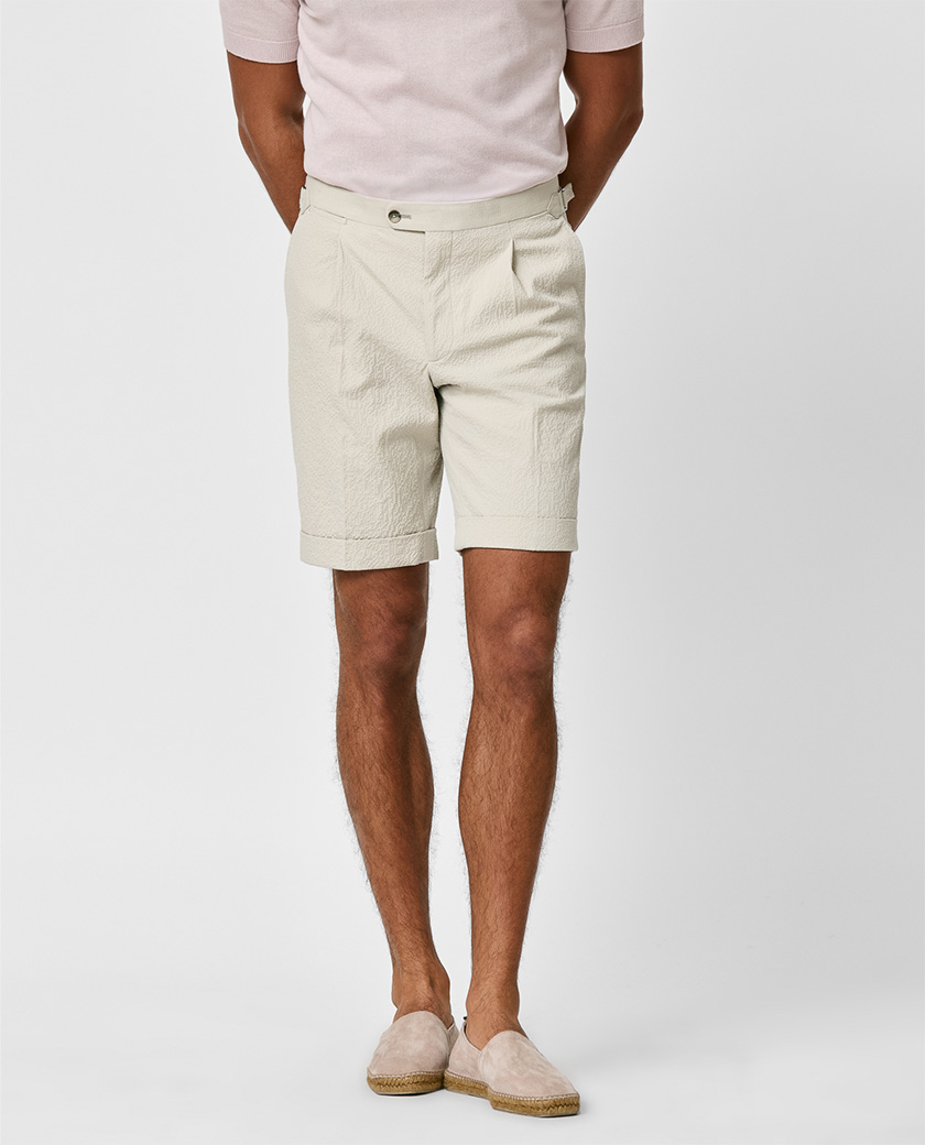 Sand Stretch Cotton Seersucker Bermudas