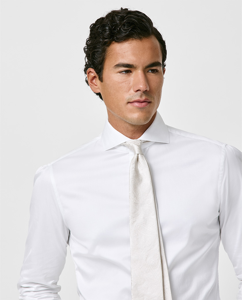 Pearl White Paisley Silk Jacquard Tie