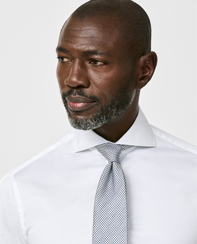 Blue Linen-Silk Puppytooth Tie