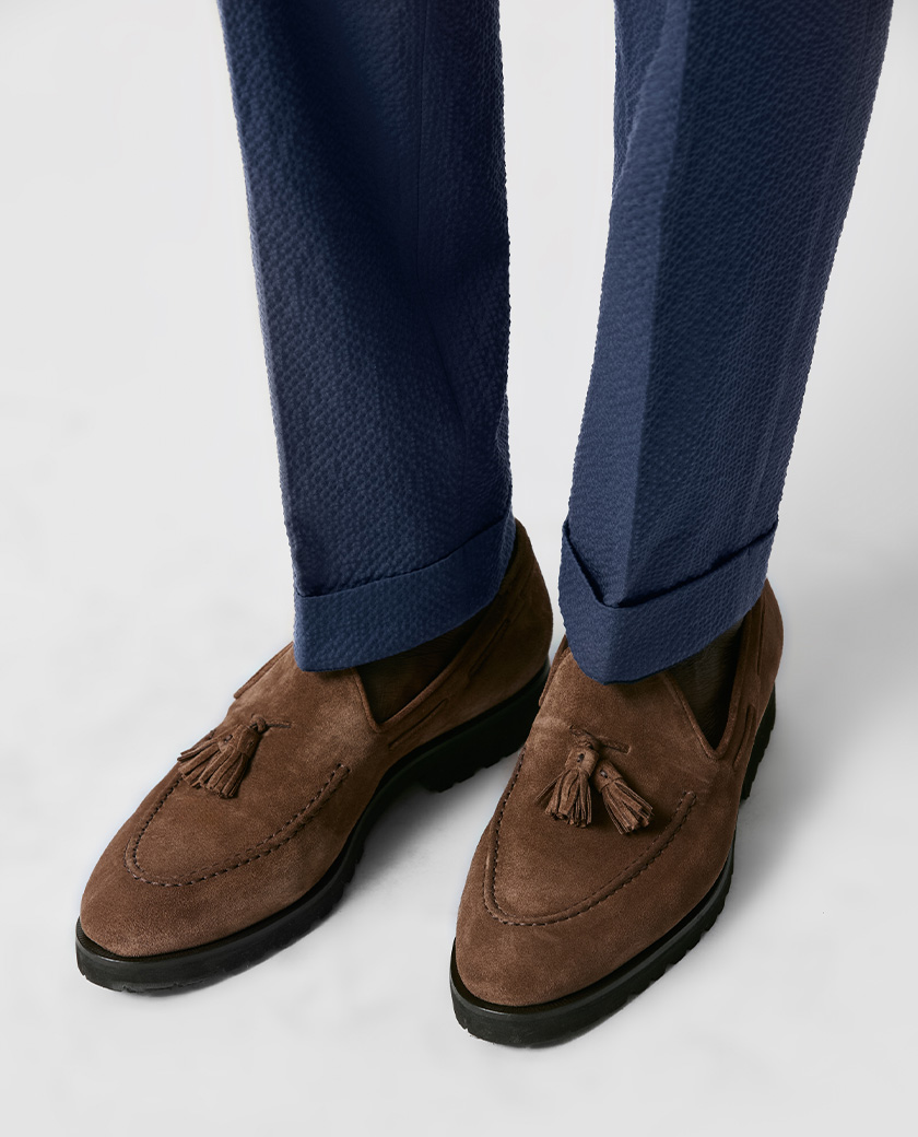 Chocolate Brown Suede Lightweight Tassel Loafer