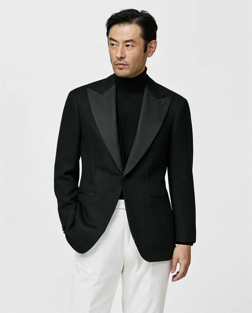 Black Alpaca-Wool Tuxedo Jacket 