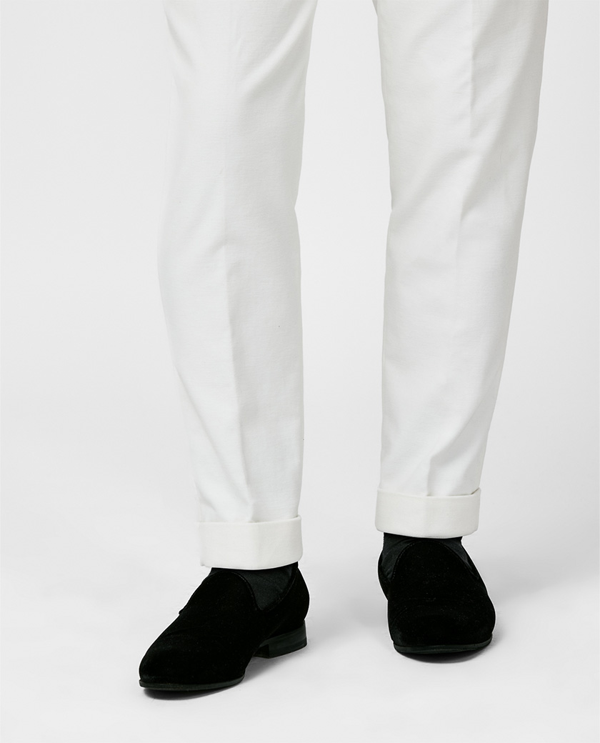 Black Velvet Plain Toe Loafer